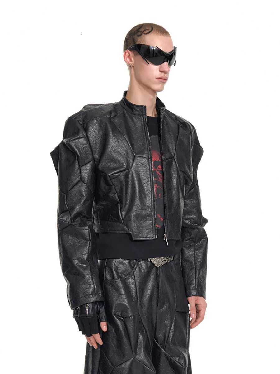Mauroicardi Spring Autumn Cool Handsome Short Deconstruction Pu Leather Jacket Men Luxury Designer Punk Style Clothes Strtwear C251105