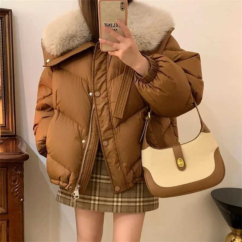 Fashion Fur Collar Down Cotton Jacket Short Parka Womens Cotton Coat New 2025 Winter Jacket Thick Warm Casual Cotton OvercoatT251105