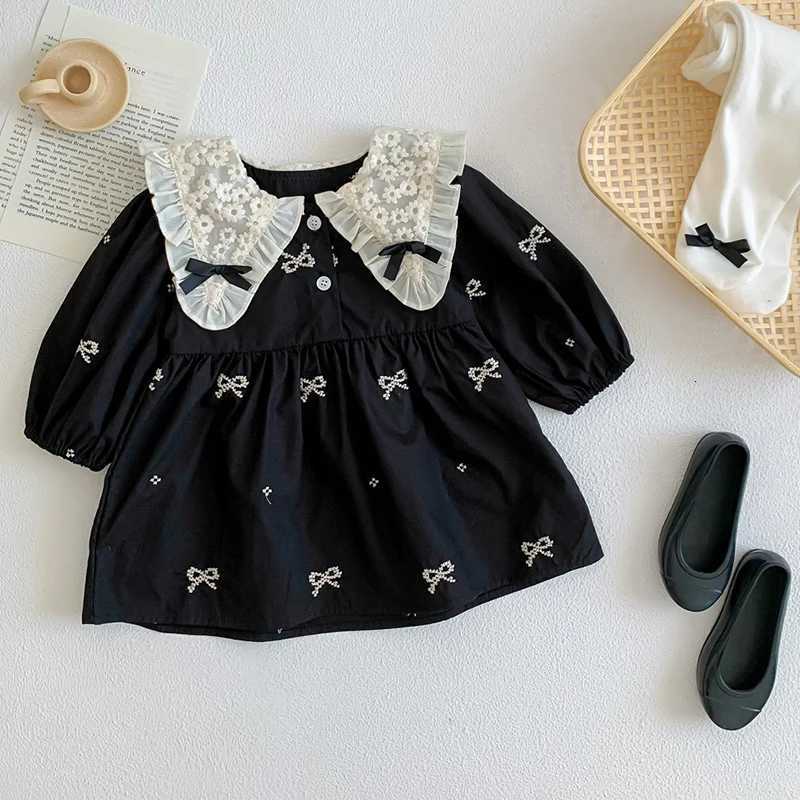 Autumn 0-6Yrs Girls Princess Dress Baby Girl Clothes Butterfly Collar Baby Girl One Piece Clothes Embroidery Kids Dress Y251105