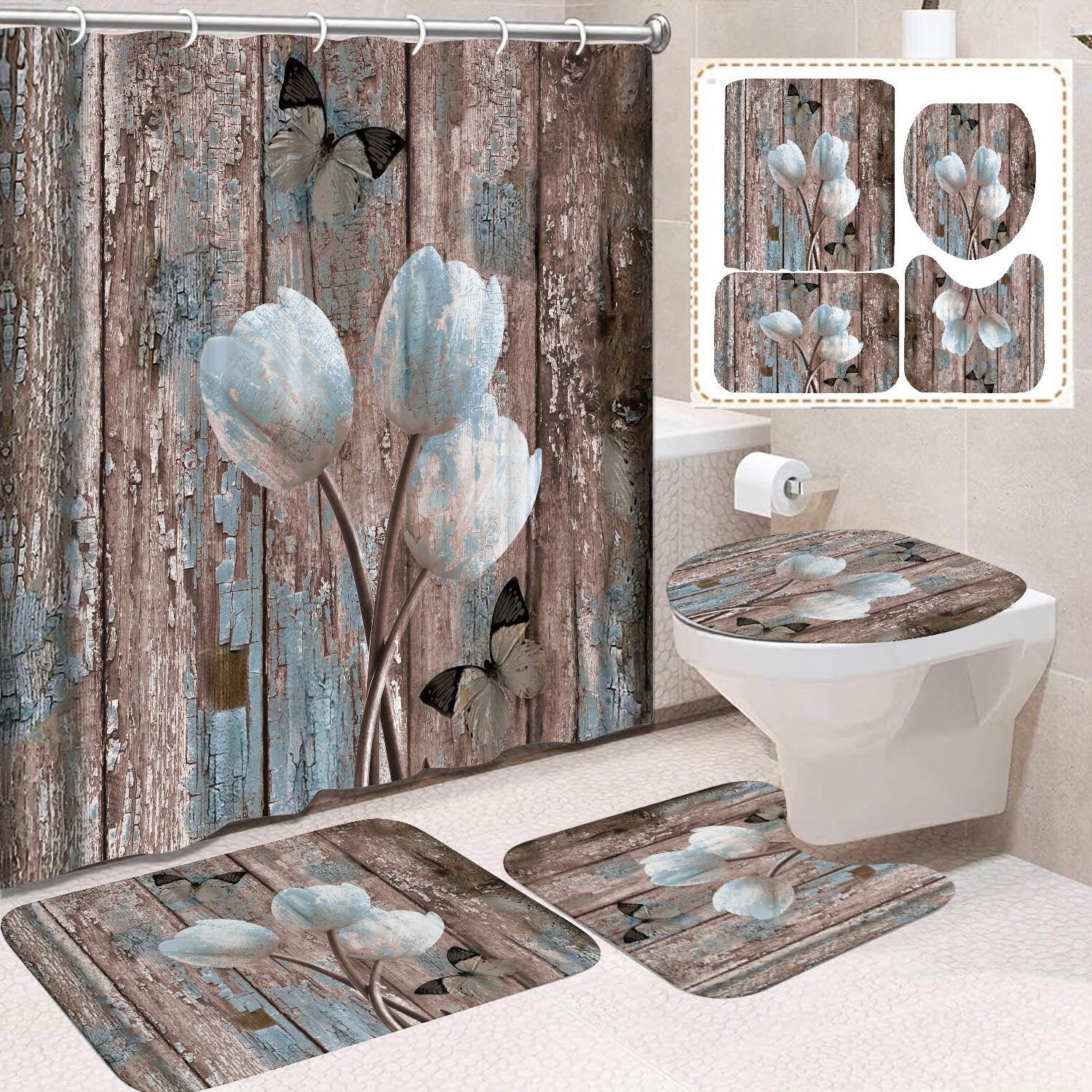 YL-37643 Factory direct sales watercolor daisy bathroom shower curtain/toilet partition curtain/no-drill curtain/shower curtain