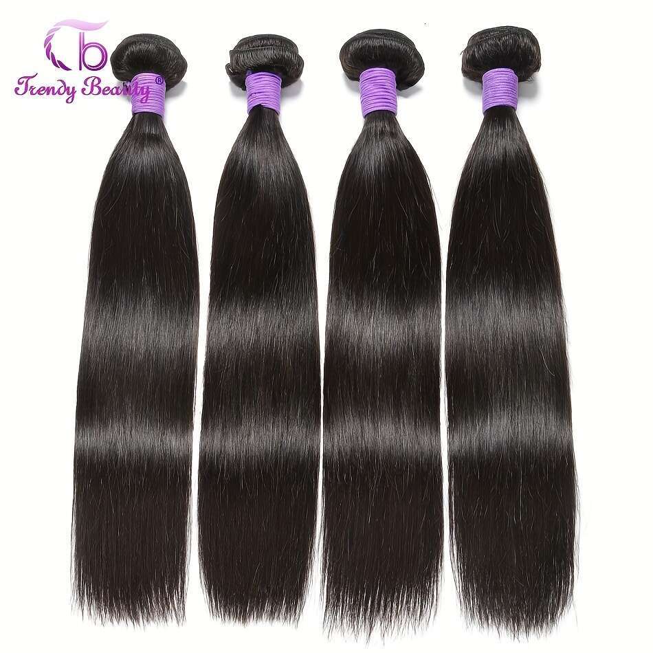 Brazilian Bundles Human Hair Dyed Can Be Bleached Double Weft Unprocessed Straight Extensions Natural Black Color For Women