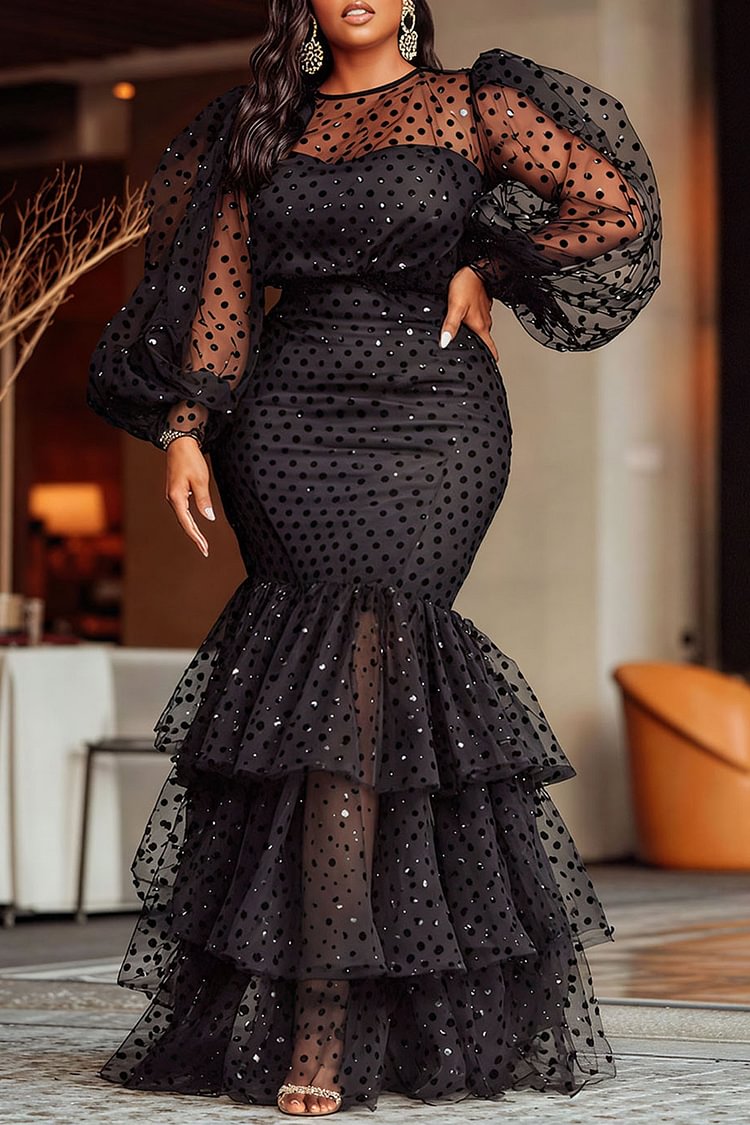 Sexy Illusion Long Sleeves Prom Dresses Sparkly Sequins Beading Evening Gowns Glitter Purple Ruffled Prom Dress For Formal Occasion Gown Vestido De No