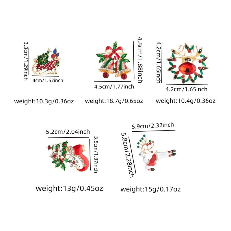 Christmas diamond pin elk sleigh boots exquisite brooch Shirts Accessories Metal Badge Jewelry Gift For Friends Merry Chrismas 251104