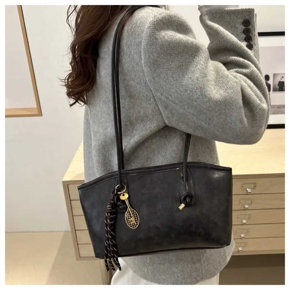 Y2K Trend PU Leather Work Shoulder Bag Large Capacity Simple Female Crossbody Bag Solid Color Commuting Bag Women Female Z251104