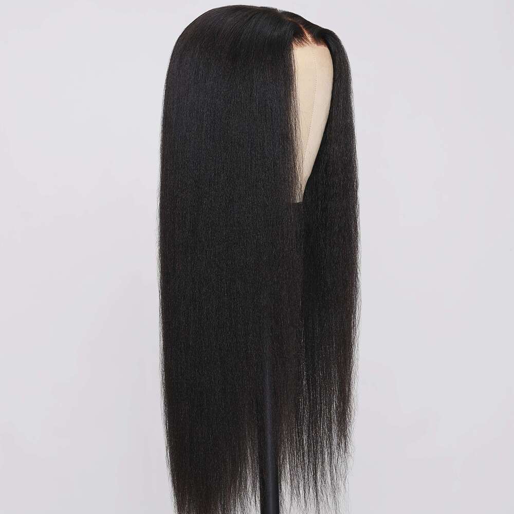 Nadula Bye Knots 7X5 HD Lace Front Wig Glueless Human - Brazilian Hair Density 150%, Pre Plucked Bleached Kinky/Straight For Black, Look Put On & Go W