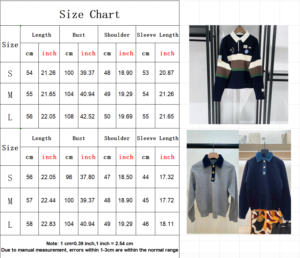 Women's Sweaters Knit Sweater Embroidery polo sweater Denim Splice Turn-down Collar Long Sleeve Female Pullover With Buttons Autumn Winter design