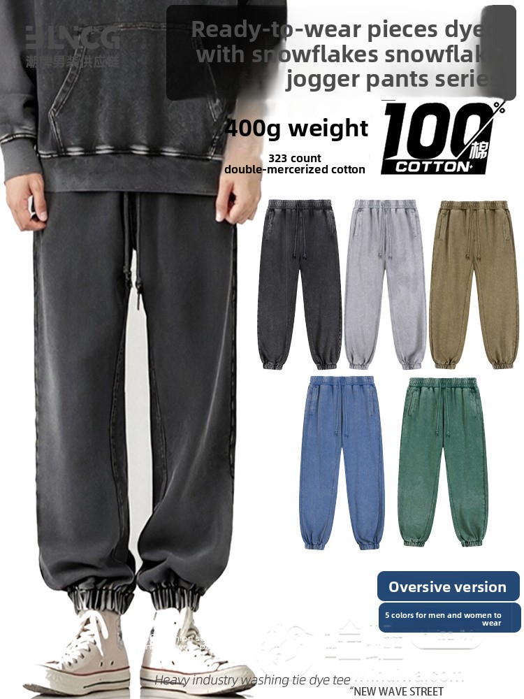 BLNCG Men's Reverse Dyed Sweatpants, 100% Cotton Retro Style, Customizable Colors, Oversize Fit, Ideal for Streetwear Lovers-GWKL-11