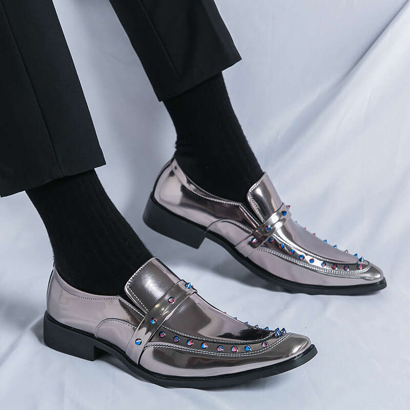 Large Chelsea Small 33-45 Couples English Style Pointed Leather Shoes Trendy Gold