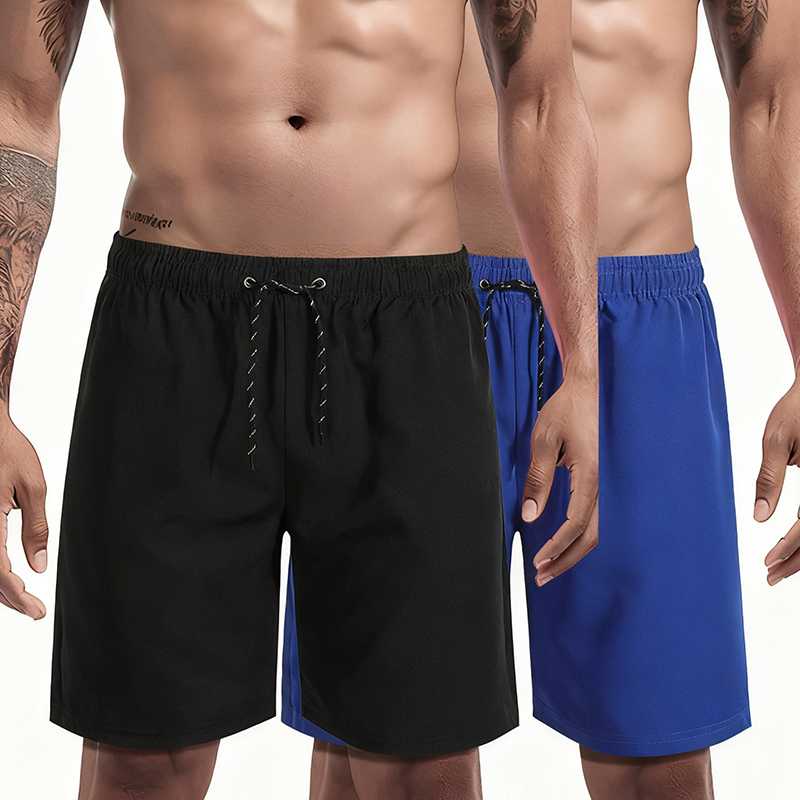 Men's Shorts Men's 2-Pack Swim Trunks, Quick Dry Beach Shorts with Drawstring, Yellow & Blue Swimming Shorts for Summer Vacation, Pool & Bea