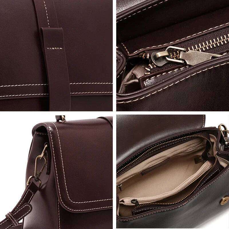 Fashion Niche Design Handbag Retro Women Genuine Cowhide Leather Shoulder Crossbody Bag Messenger Bags Large Capacity 251105
