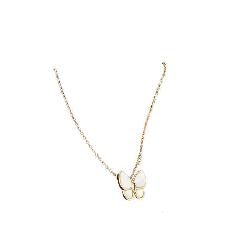 Pendant necklace Real Gold Plated Butterfly Mother of Pearl Necklace Elegant Versatile Zircon Collarbone Chain Light Luxury Fashion High End Jewelry g