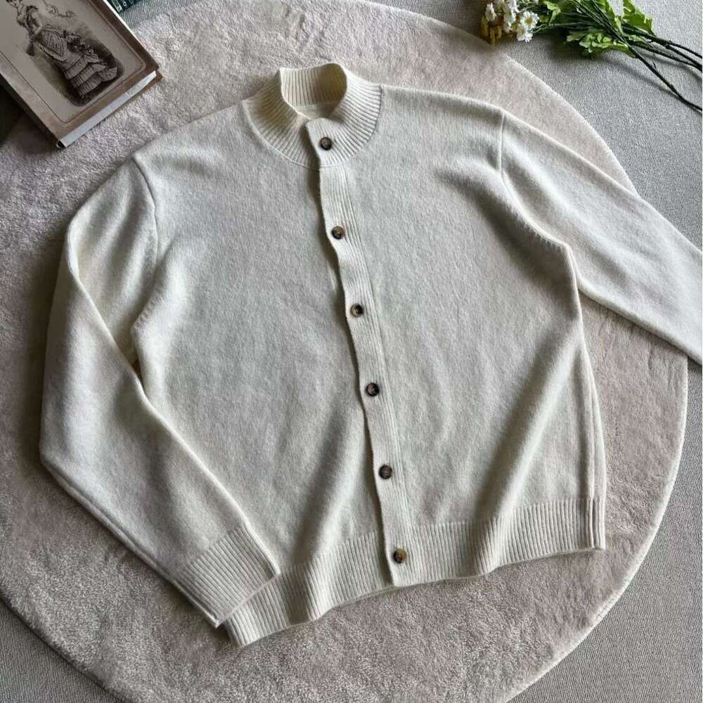 Cross-Border INS Trend Autumn New Fashion Ribbed High Neck Button Cardigan Knitted Men's Sweater Inner Jacket B5