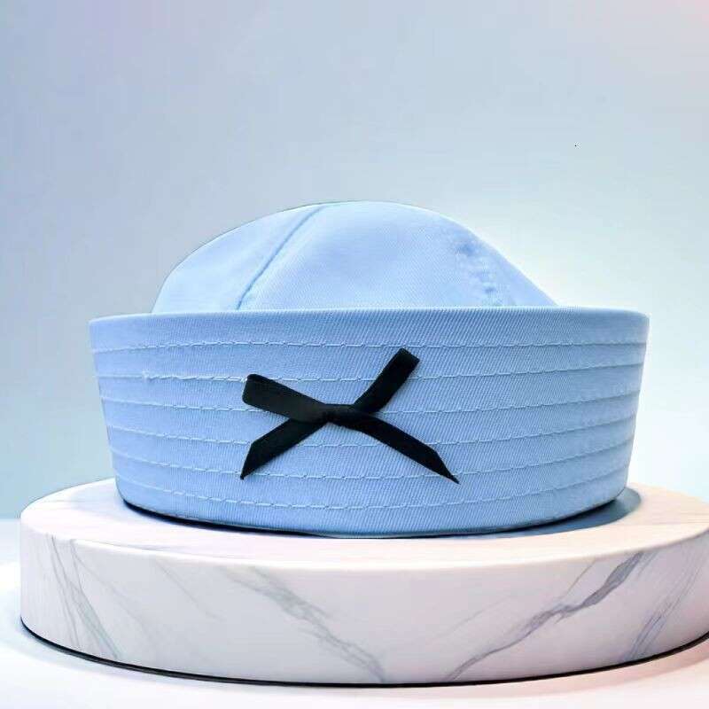 Butterfly knot cute sailor hat flip brim hat summer versatile beret women's Korean version big head circumference navy hat