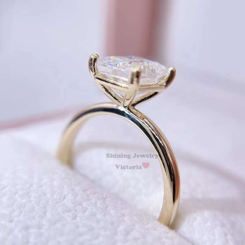 Custom Hip Hop Iced Out Rose Gold Baguette Moissanite Capital Letter Initial Ring