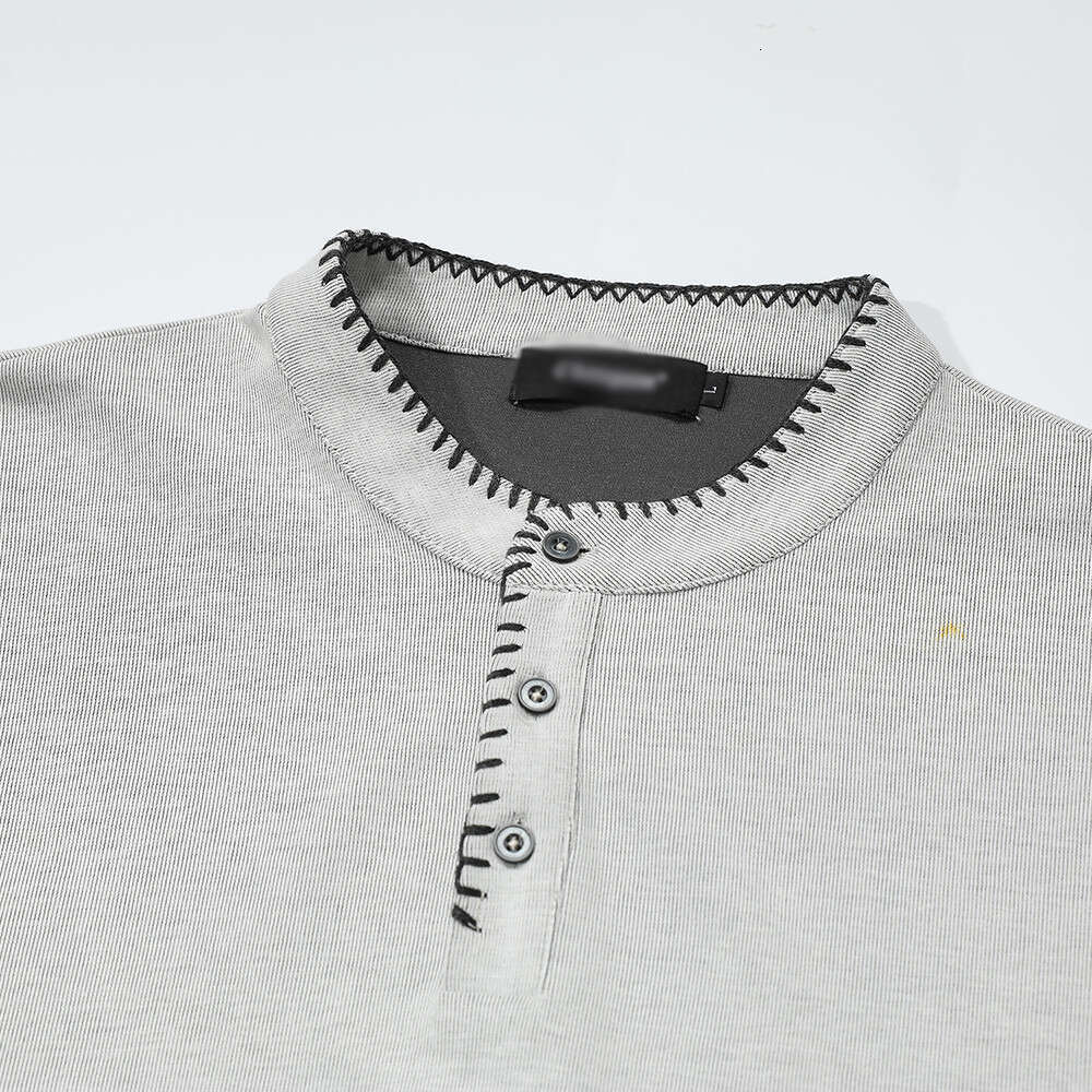 Half-Button Stand Collar Sweatshirt for Men, Loose Casual Long Sleeve Knitted Top, European and American Street Fashion, Stitched Design Pullover