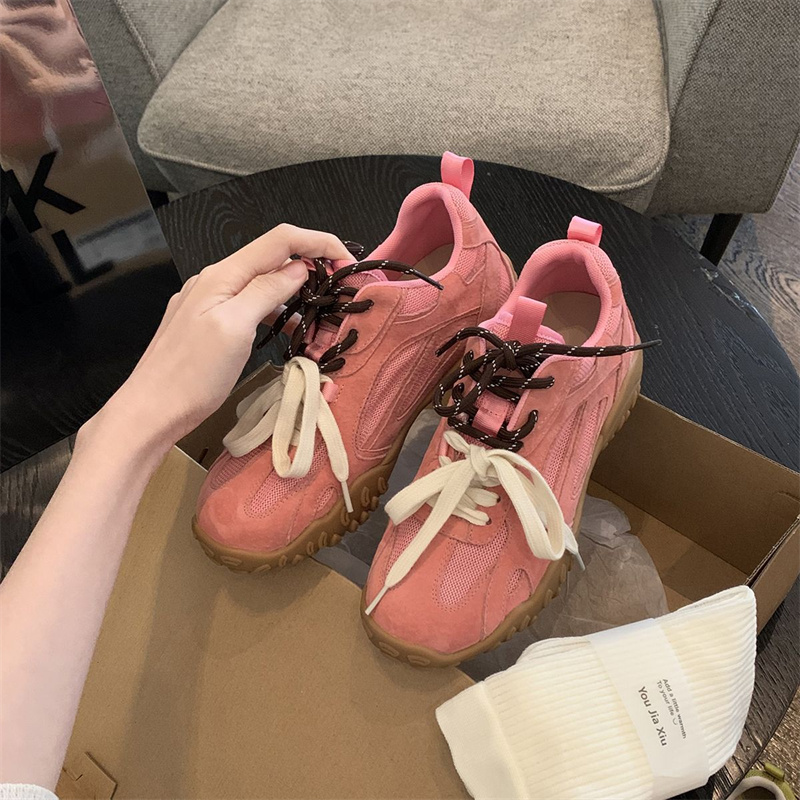 Designer casual free shipping 2025 new round toe thick soled shoes outdoor sports for women
