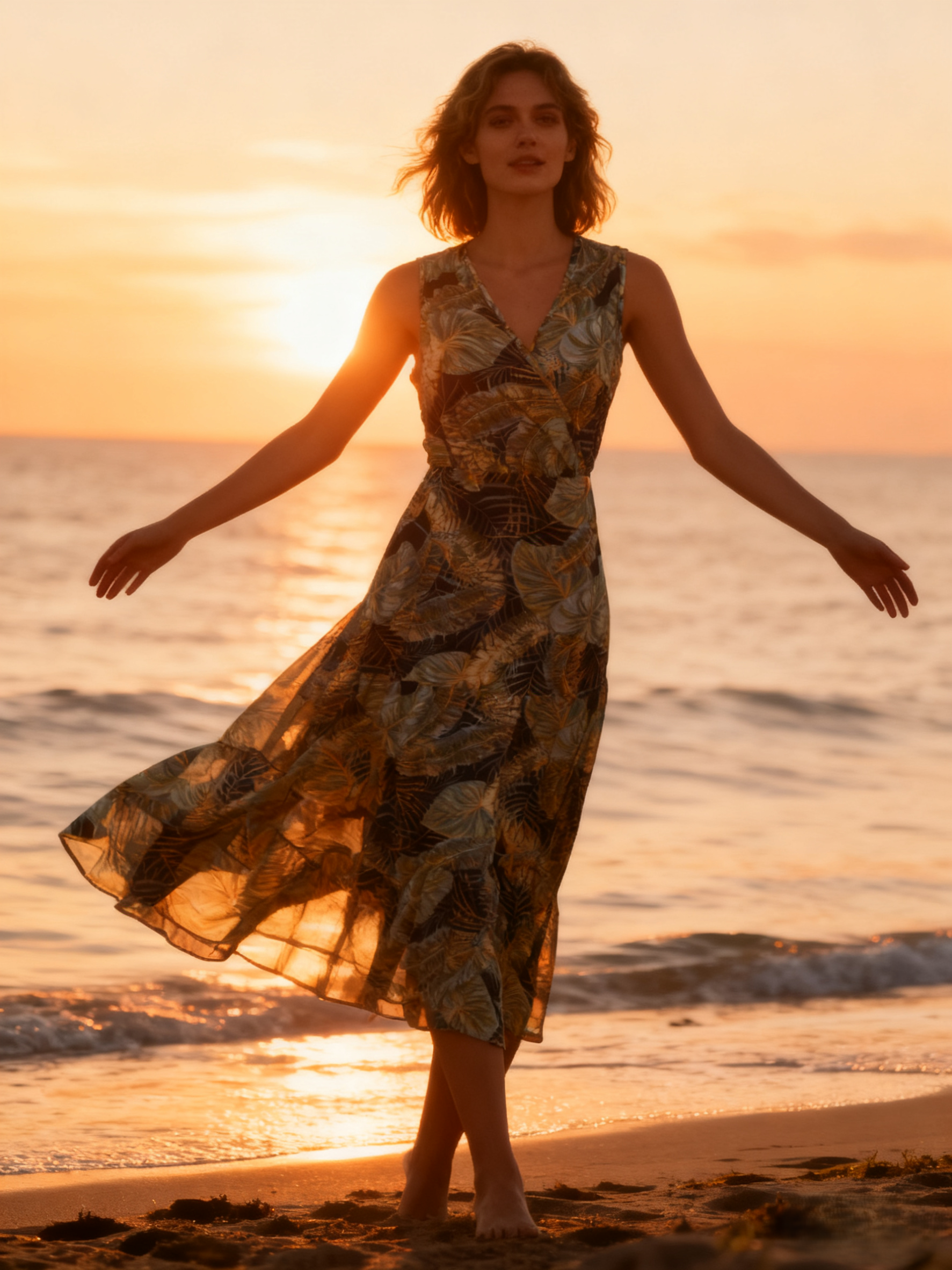 New Leaf European-Style South American Seaside Resort Sexy Sleeveless Flowing Dress