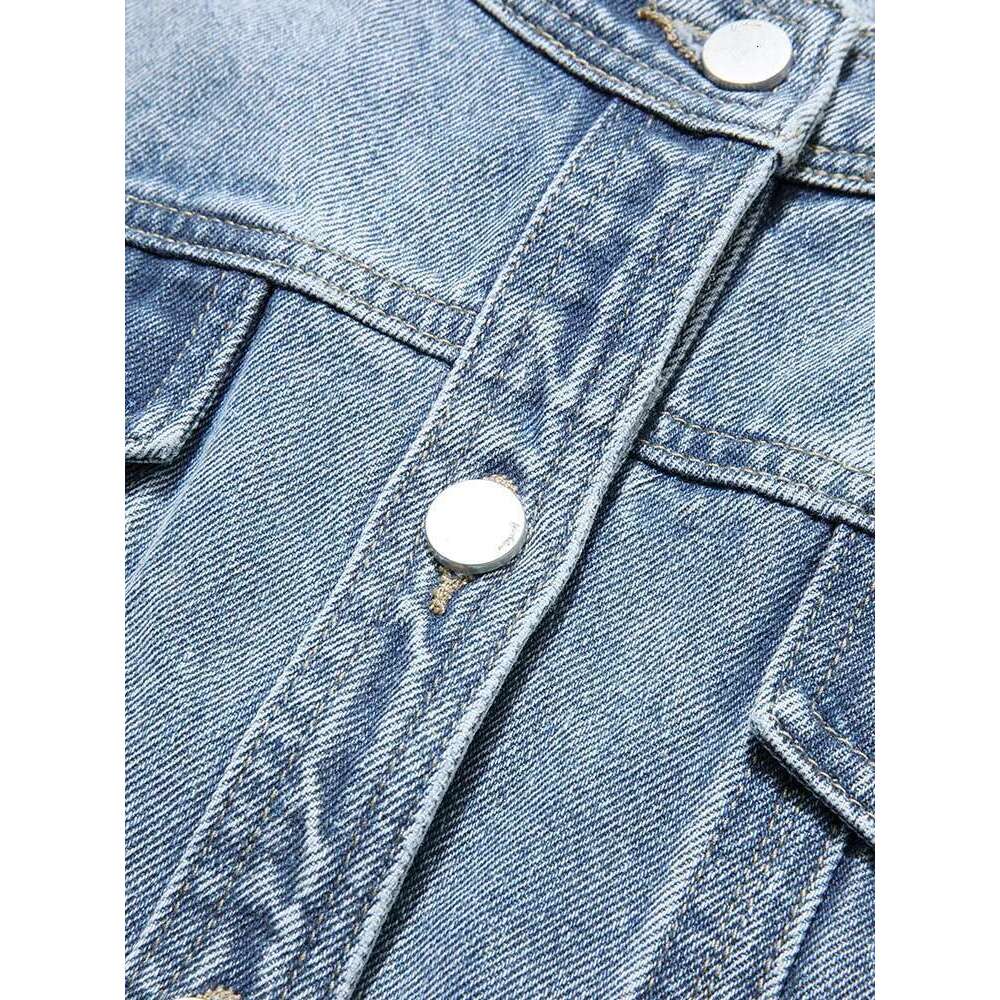Short Denim Coat For Women Crew Neck Autumn New Casual Basic Straight Comfort Retro Female Jackets