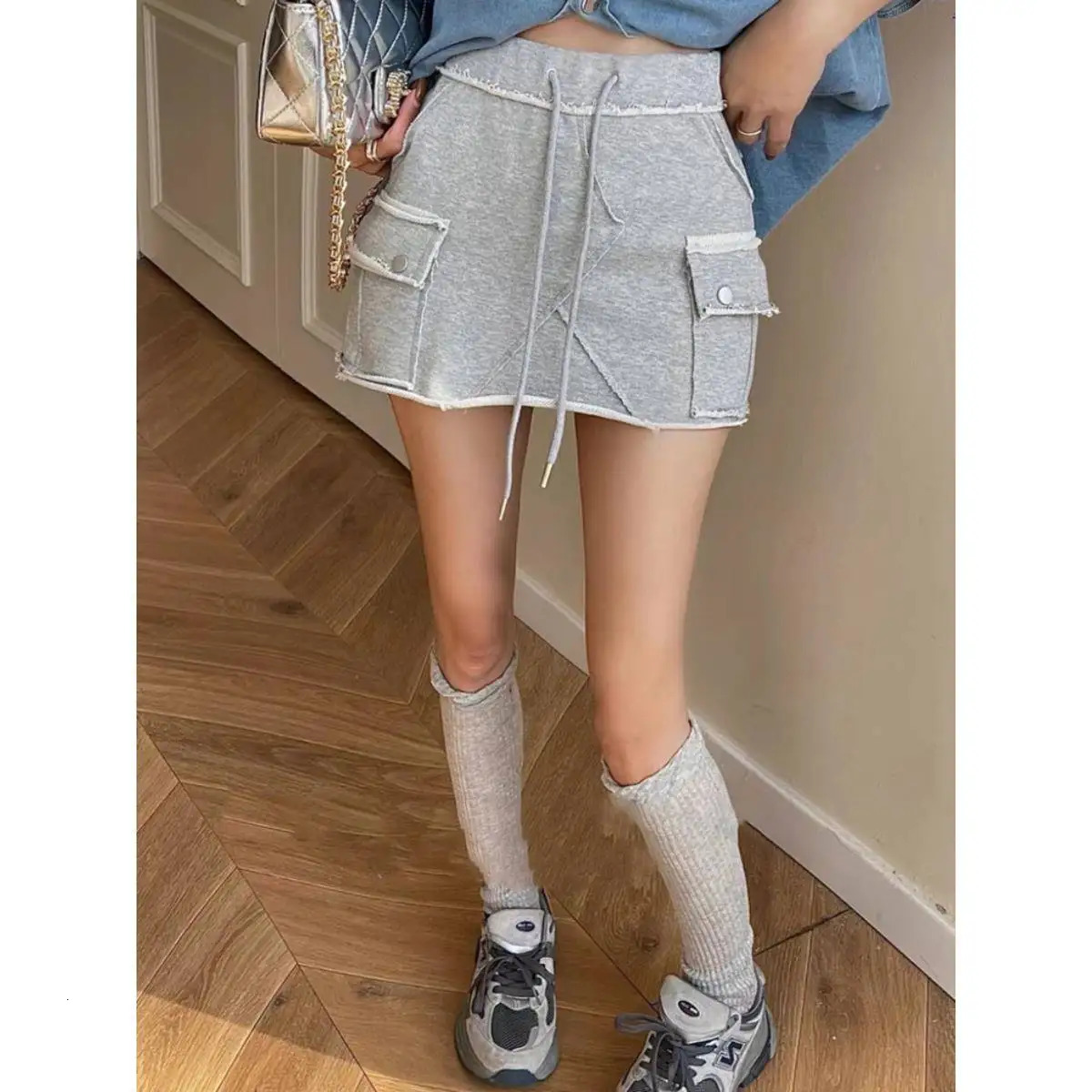 Gyaru Skirt Cute Cargo Mini Skirt Soft Terry Pockets Side Short Skirt for Women Teen- Spring Summer Y2K Acubi Outfit 250402
