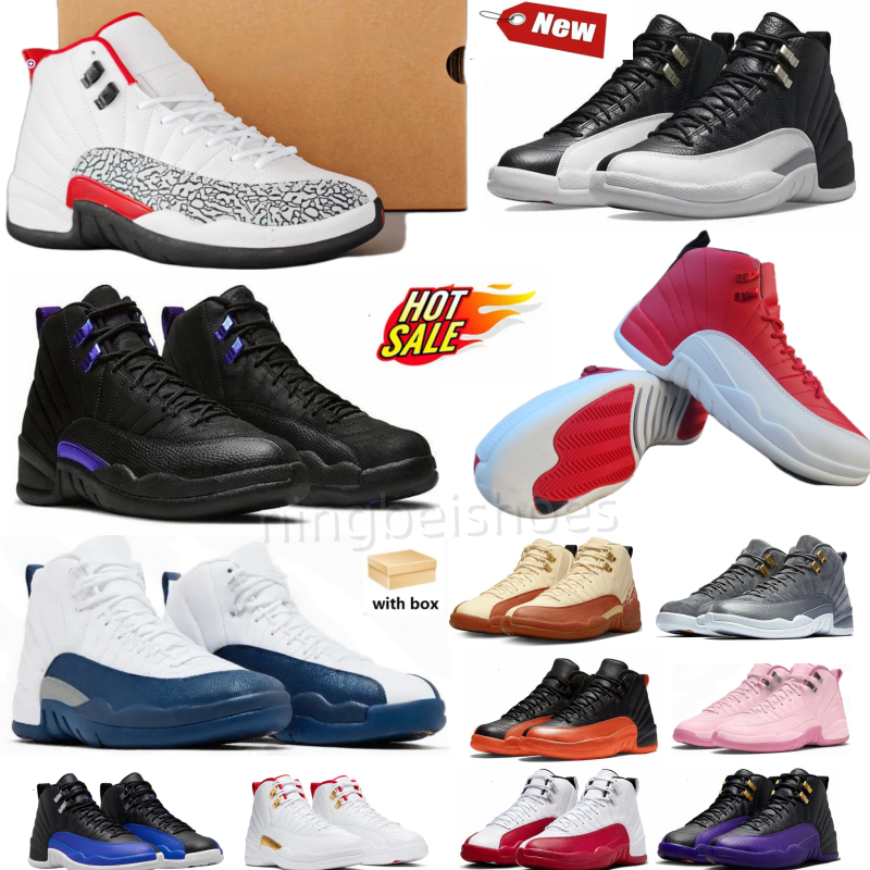 2026 Taxi Flu Game 12s men basketball shoes 12 French Blue Blueberry Melo Royal Playoff Wolf Grey Winterized mens trainers outdoors sneakers with box