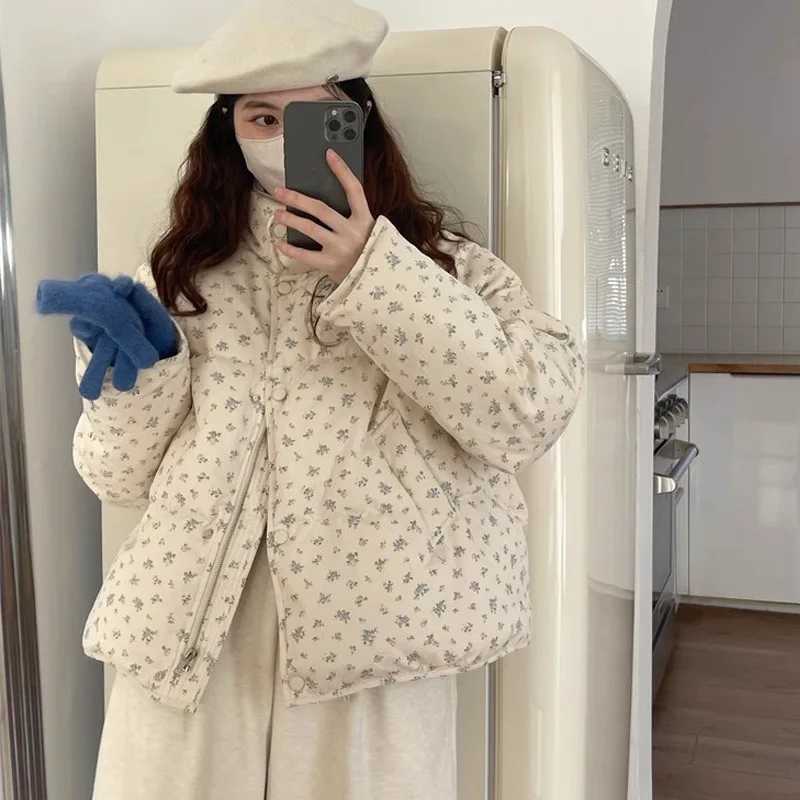 Winter Korea Print Cotton Coats Tops Snow Wear Jackets Elegant Casual Fashion New Chaqueta Loose Women Warm Jaqueta CasacoT251105