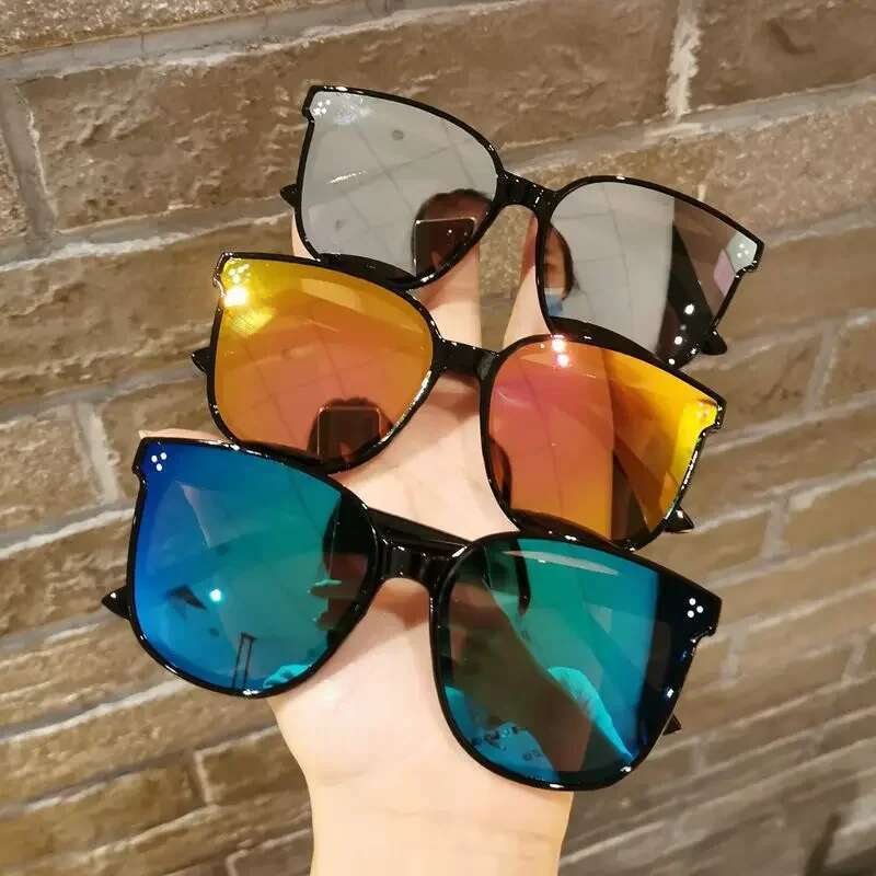 New Children Shape Round Girl Boy Shiny coating Double Color Vintage Sunglasses UV Protection Glasses Child Goggles