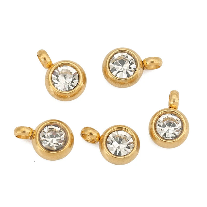 20pcs 6mm stainless steel cross welding rings beads crystal charm pendants necklaces bracelets jewelry making DIY 250325