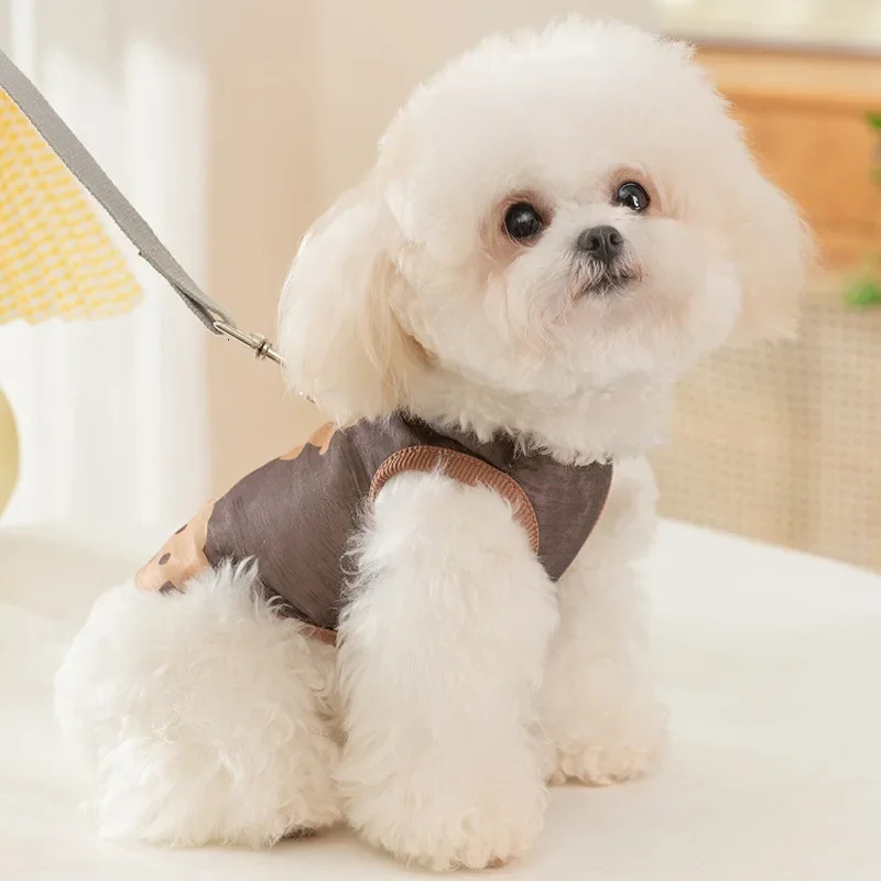 Dog Pet Sleeveless Mesh Bear Traction Vest Cat Breathable Thin Teddy Pet Dog Cooling Vest for Dogs Summer Clothes 250402