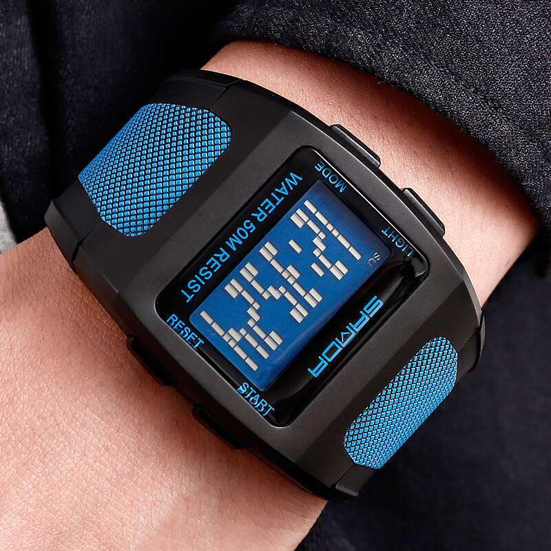 DHwatches Sanda Square Men, Harajuku Style, Trendy Digital Sports Waterproof Wristwatch for Men and Women, Student Electronic Watch
