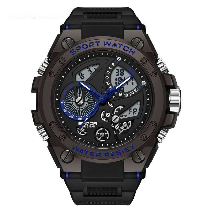 DHwatches Sanda TikTok for Teenagers, Multifunctional Fashion Trend Outdoor Luminous Alarm Clock Waterproof Electronic Men's Watch