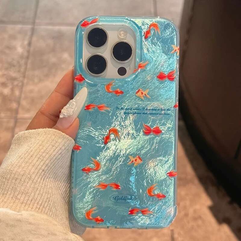 Korean Red Carp Vortex Pattern Phone Case For iPhone 11 12 13 14 15 16 Pro Max XS XR X 7 8 Plus Silicone Soft Cover