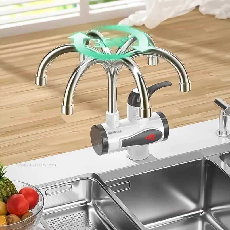 220V 3000W Instant Hot Water Heater Faucet Tankless Electric Tap with 360 Rotatable Spout LED Digital Display 2025 new Y251104