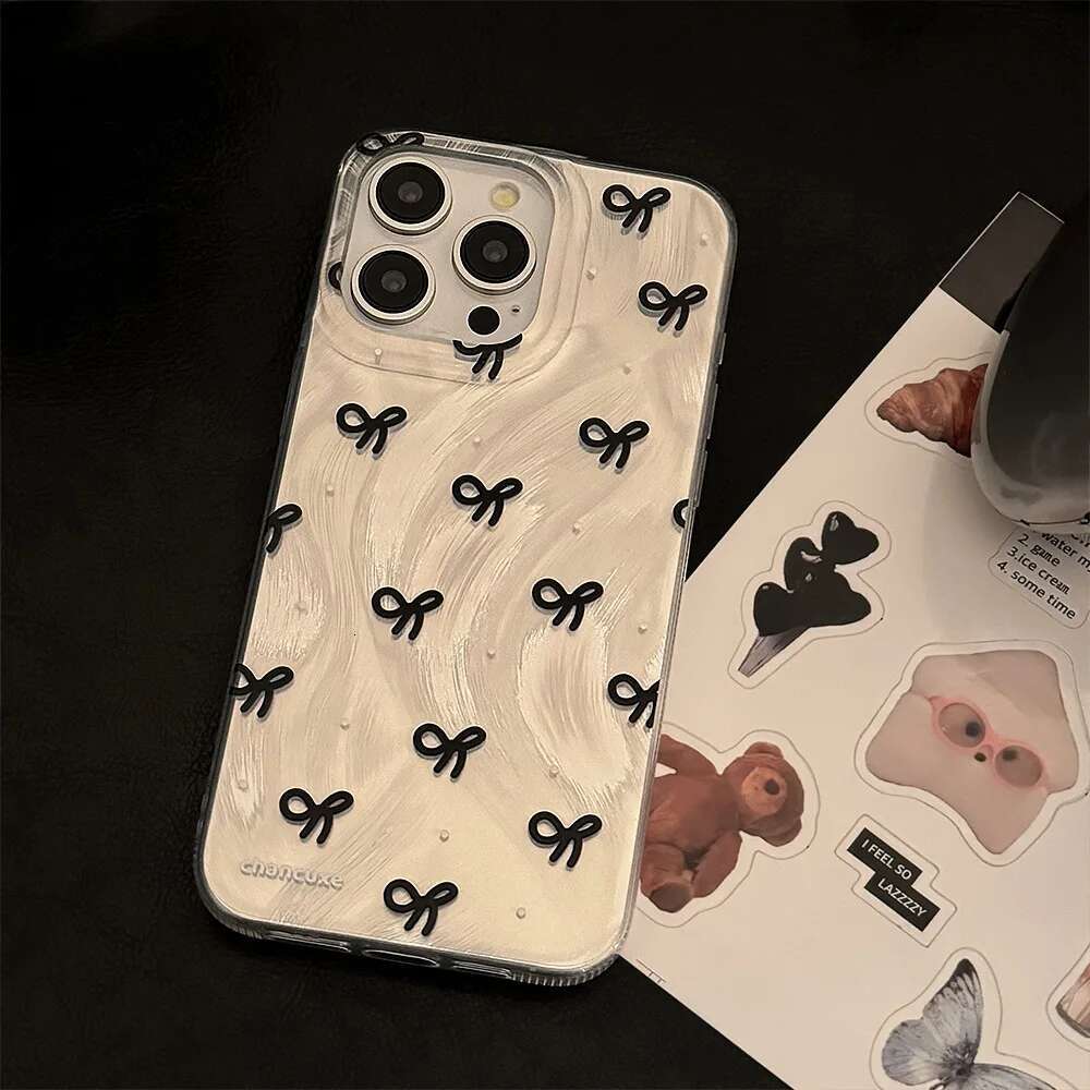 Laser Sier Bow knot Case for iPhone 16 15 14 13 12 11 Pro Plus 16E 7 8 SE2 X XS Max XR Shockproof Bumper Fundas