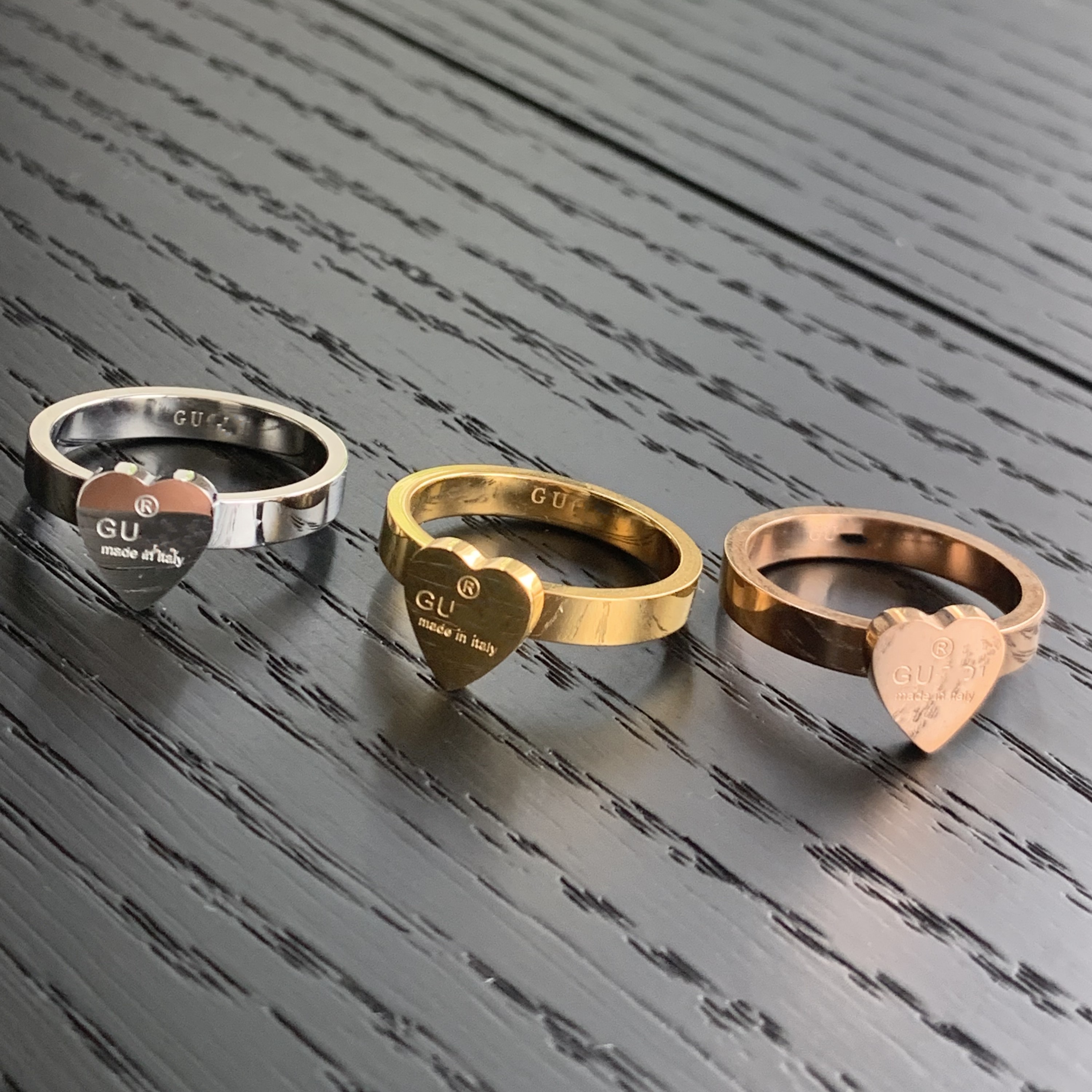 Made in italy luxury branded engrave G heart Ring 18K Gold Silver Rose Titanium Steel letter Rings Women men designer lovers wedding Jewelry Lady Gifts size 6 7 8 9