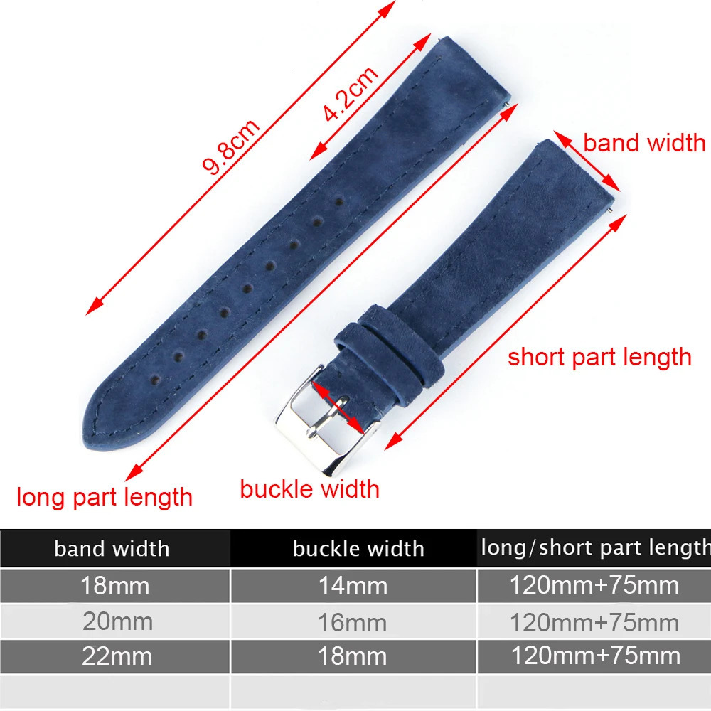 Genuine Suede Leather Watch Strap Vintage Brown Watch Band 18mm 20mm 22mm With Quick Release WatchBand Wristband Accessories 251104