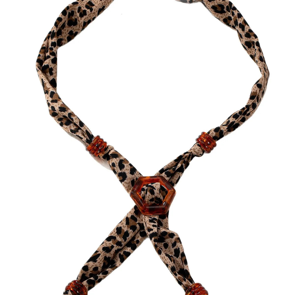 Retro Leopard Print Silk Scarf Necklace Pendant Chain Women Girls Gifts Fashion Jewelry Party Gift 2025 Style 251031