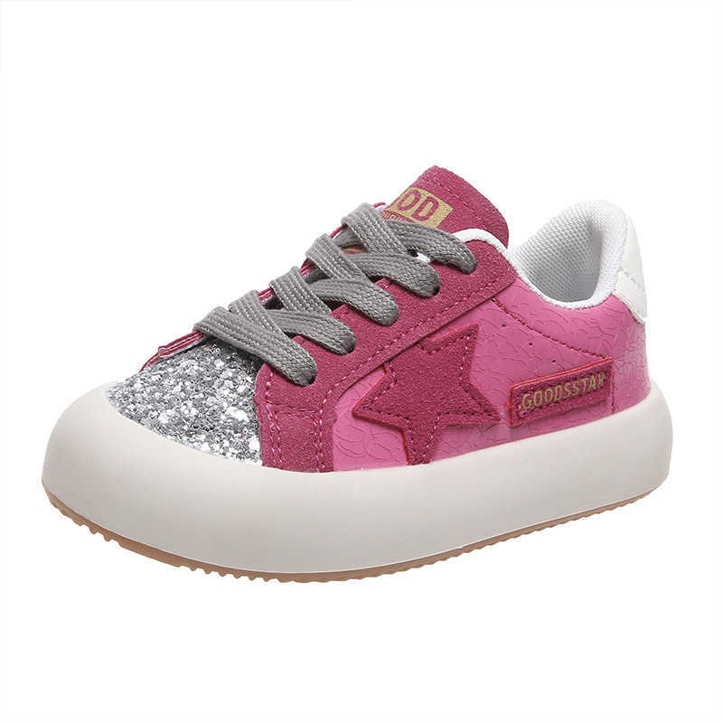 Childrens Sports Shoes 2025 Spring and Autumn New Girls Casual Five-Pointed Star Sneakers Lightweight Versatile White Shoes W251105