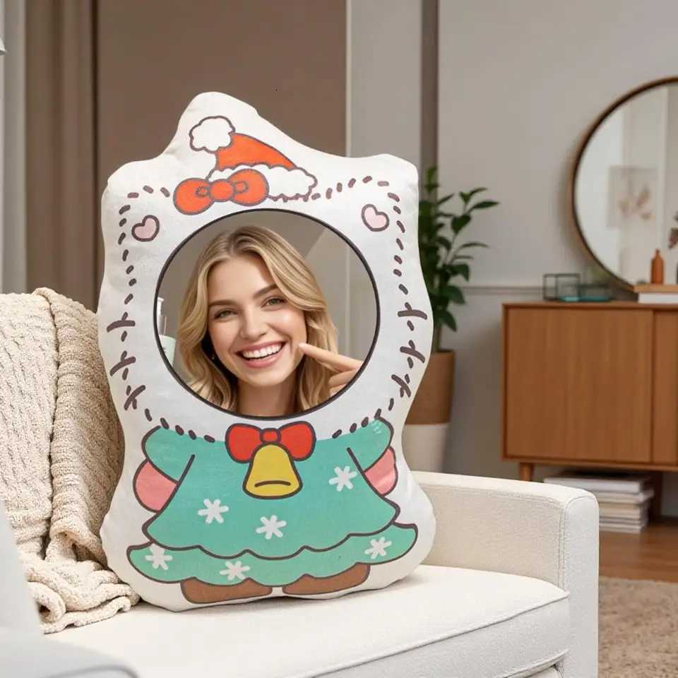 Customized Christmas Kitten Plush Pillow with 3D-Printed Design Made from Soft Polyester FiberThe Perfect Gift Choice Y251105