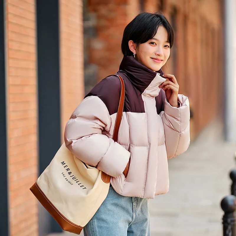 Semir Down Jacket Women Waterproof Loose Simple 2025 New Winter Stand-Up Collar Outerwear Down CoatT251105