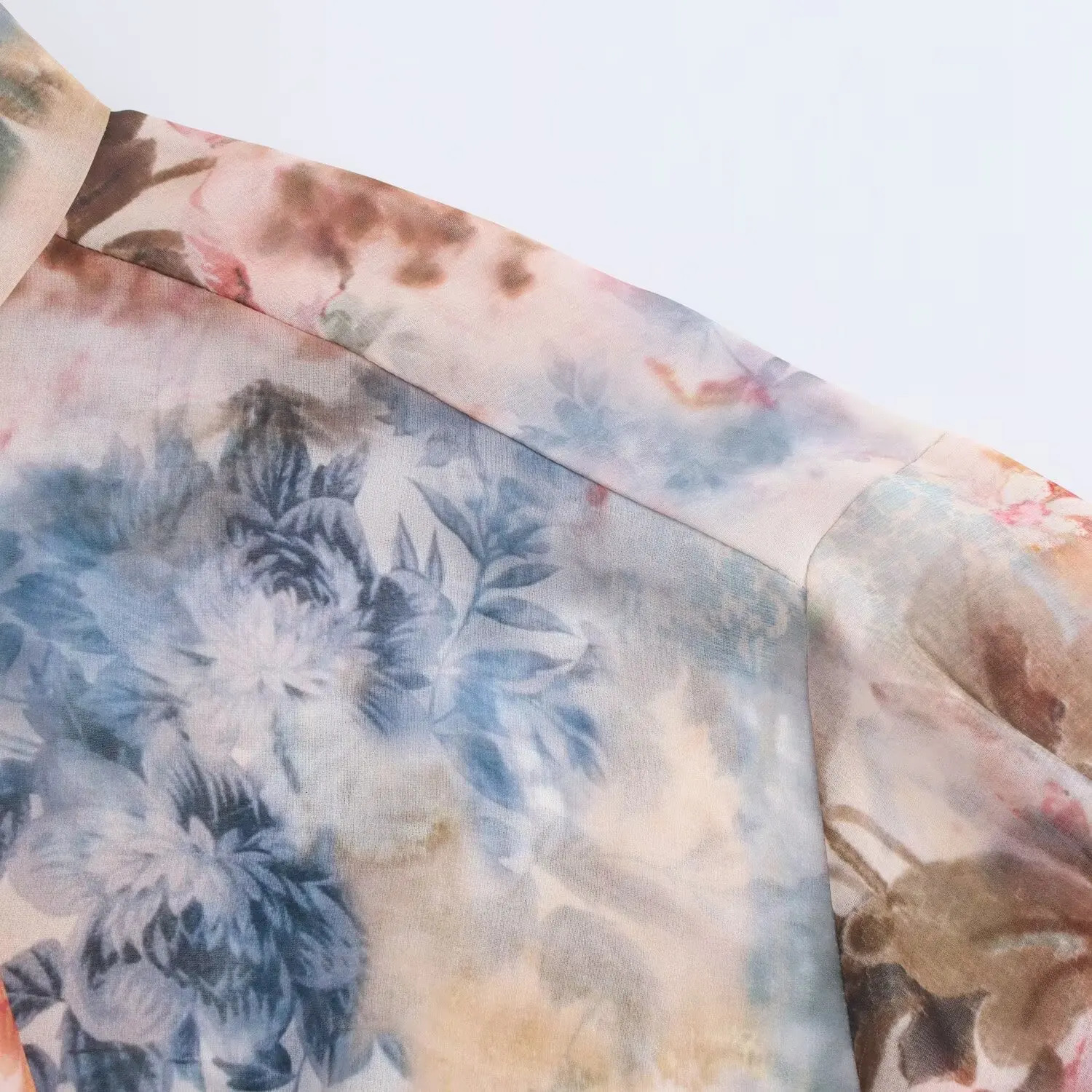 autumn womens clothing European and American style bow decoration floral print loose casual shirt 250402