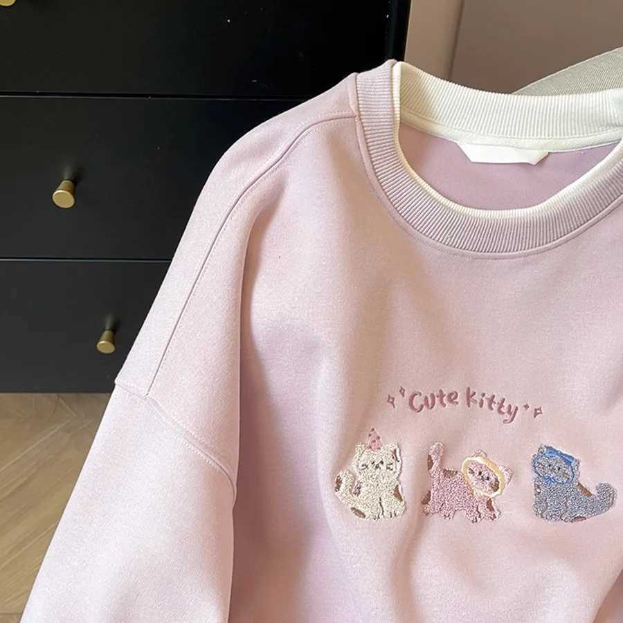 Women Milk Silk Hoodie Thin Autumn Women Tops Long Sleeve Round Neck Casual Pullover Sweatshirt Female Streetwear BlouseT251105