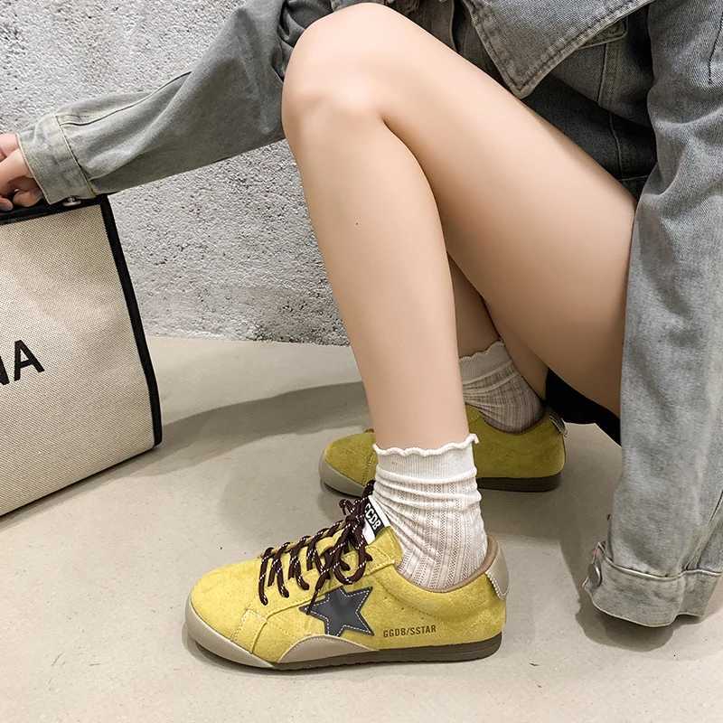 Genuine Leather Deqin Shoes Wens 2025 New Style Versatile Worn-In Flat Bott Casual Sporty Flats for Wen Y251105