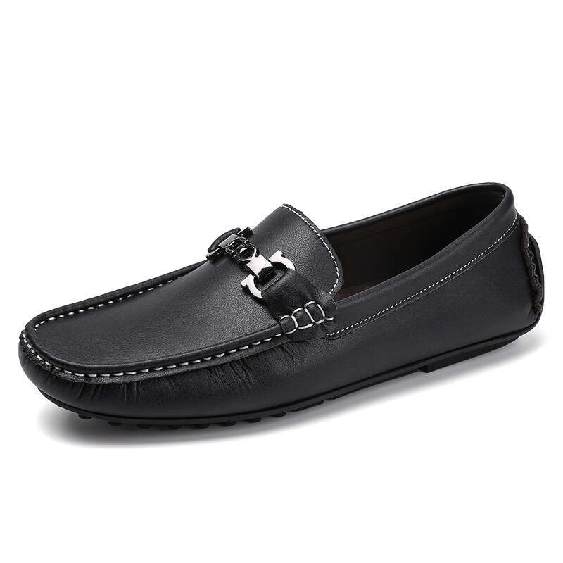 Four season super fiber bean sizes 39-45 plus men's leather shoes, fashionable soft soled driving shoes for men