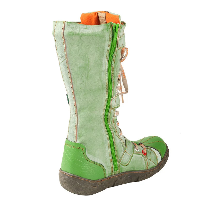 TMA EYES Strape-Accent Washed PU Leather Flat Winter Warmth Womens Boot With Plus Size251105