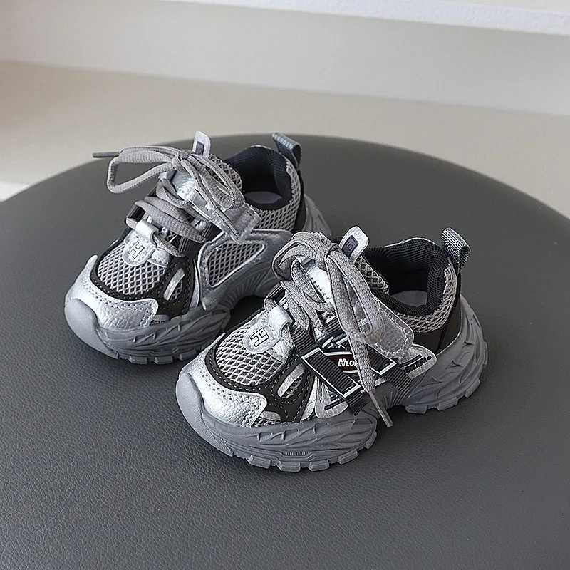 Girls Sneakers Mesh Splicing Kids Shoes Letter Pattern Decoration Trend Boys Casual Shoes 2025 Spring New Children TrainersT251105