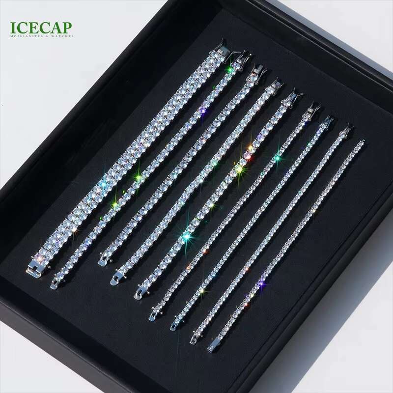 Wholesale 925 Sterling Silver D VVS Moissanite Tennis Chain Bracelet Iced Out 3mm 4mm 5mm Tennis Chain Men Women Hip Hop Jewelry