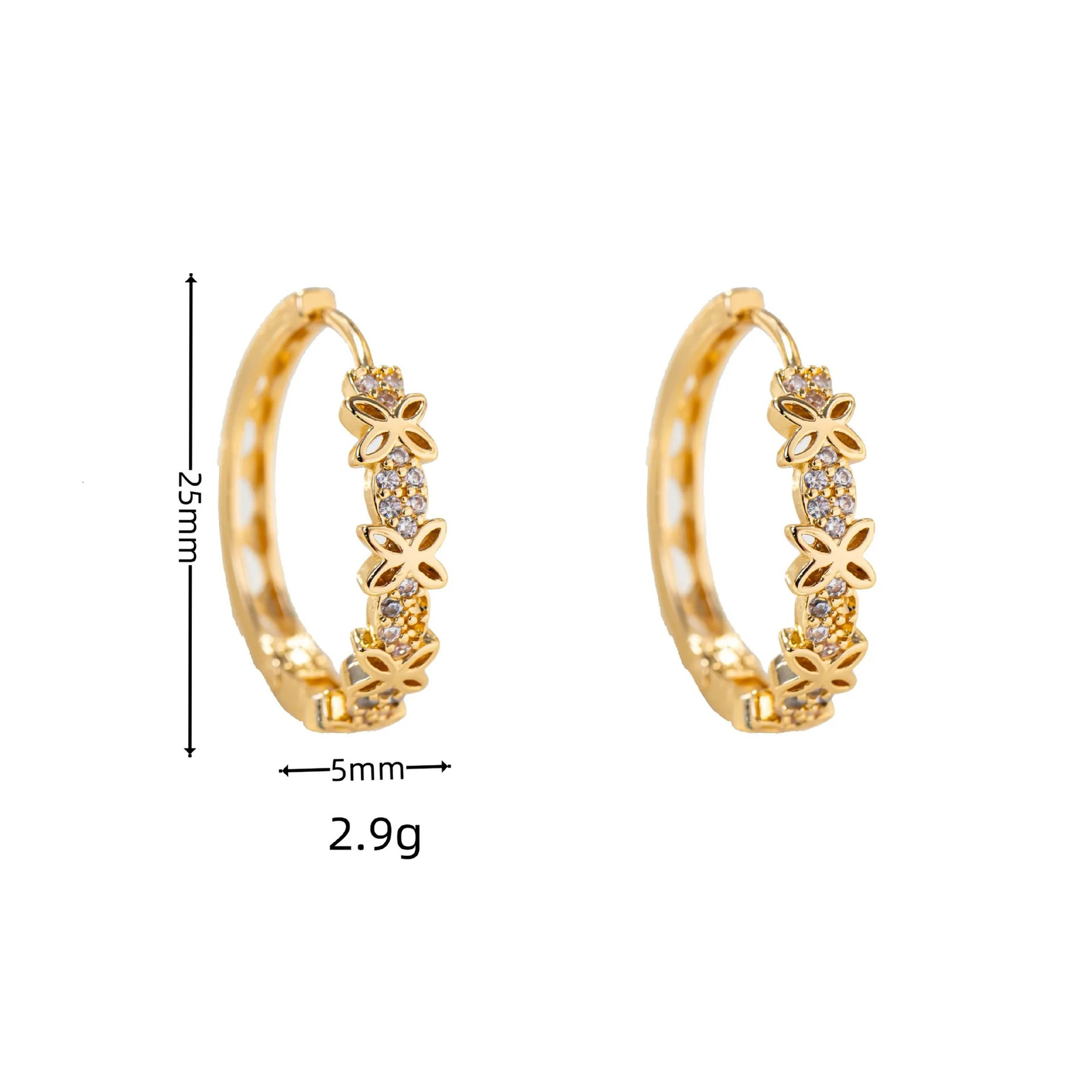 Statement Female Rainbow Flower Zircon Stone Hoop Earrings Glod Color Wedding Jewelry For Women 251131