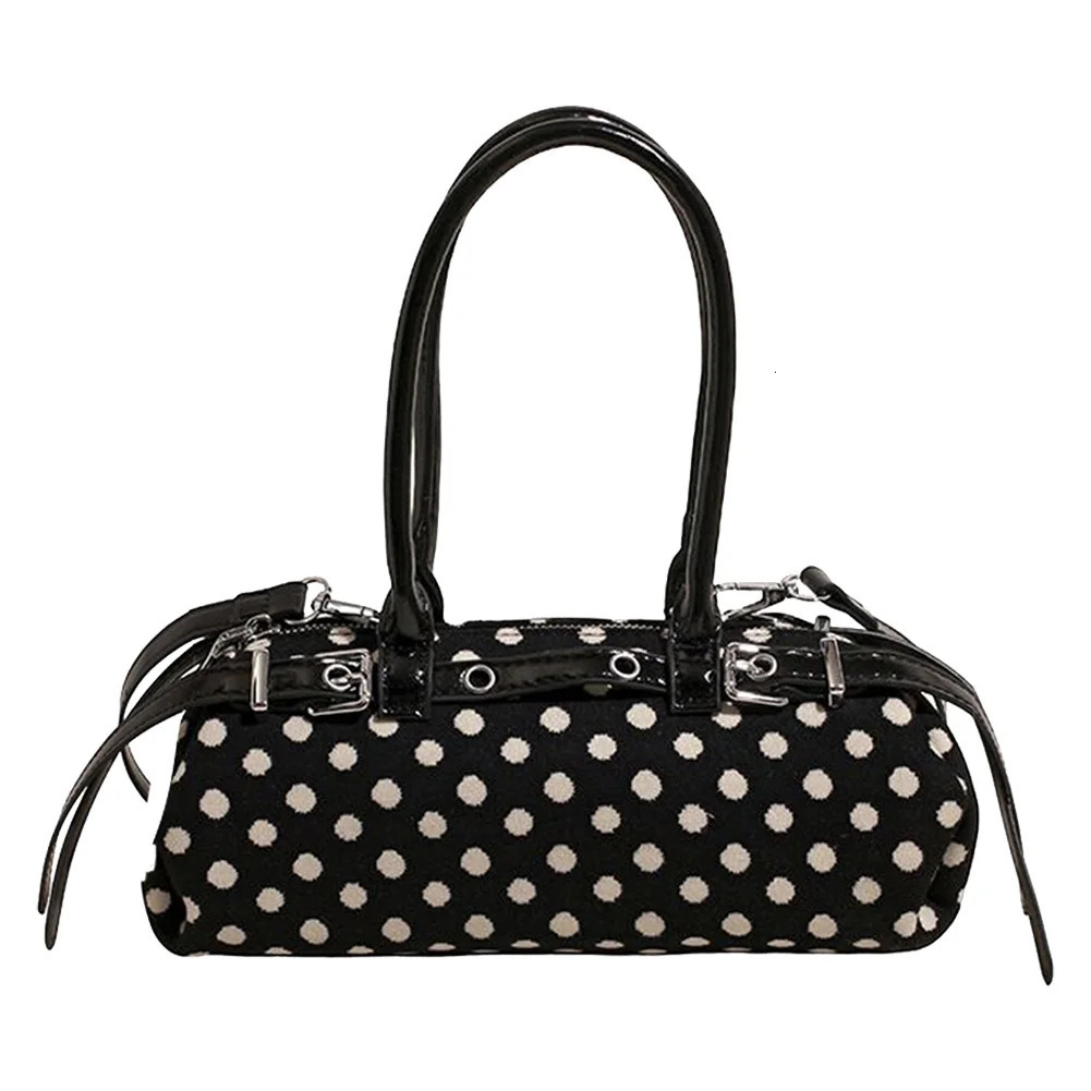 Polka Dot Shoulder Bag with Adjustable Shoulder Strap Handbag Cylindrical Tote Bag for Women Girls Ladies Work Travel Commuting 251031