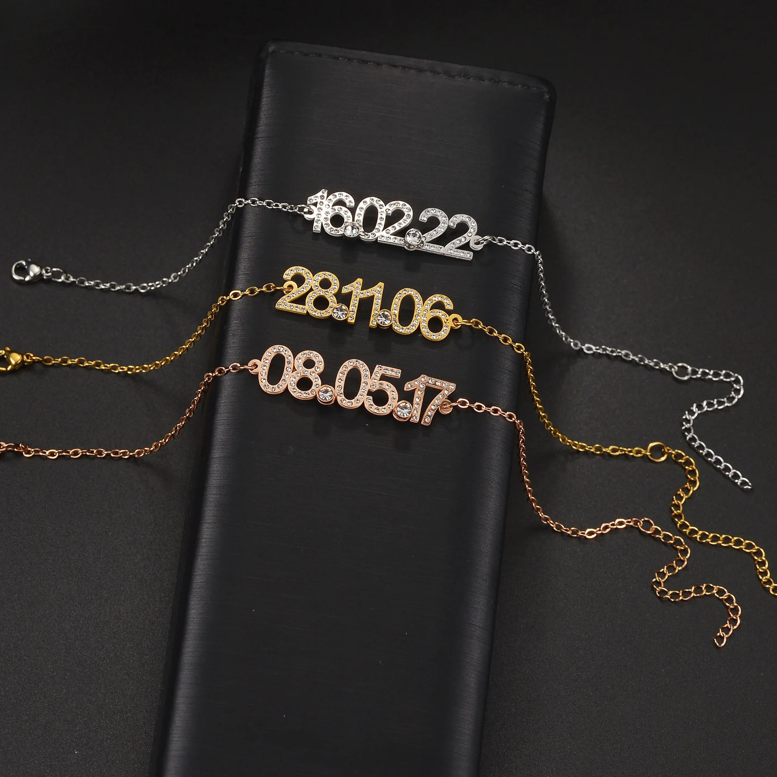 Acheerup Personalized Birthday Date Zircon Bracelet Stainless Steel Custom Letter Birthstone Chain Women Mom Jewelry Men Gift 250327