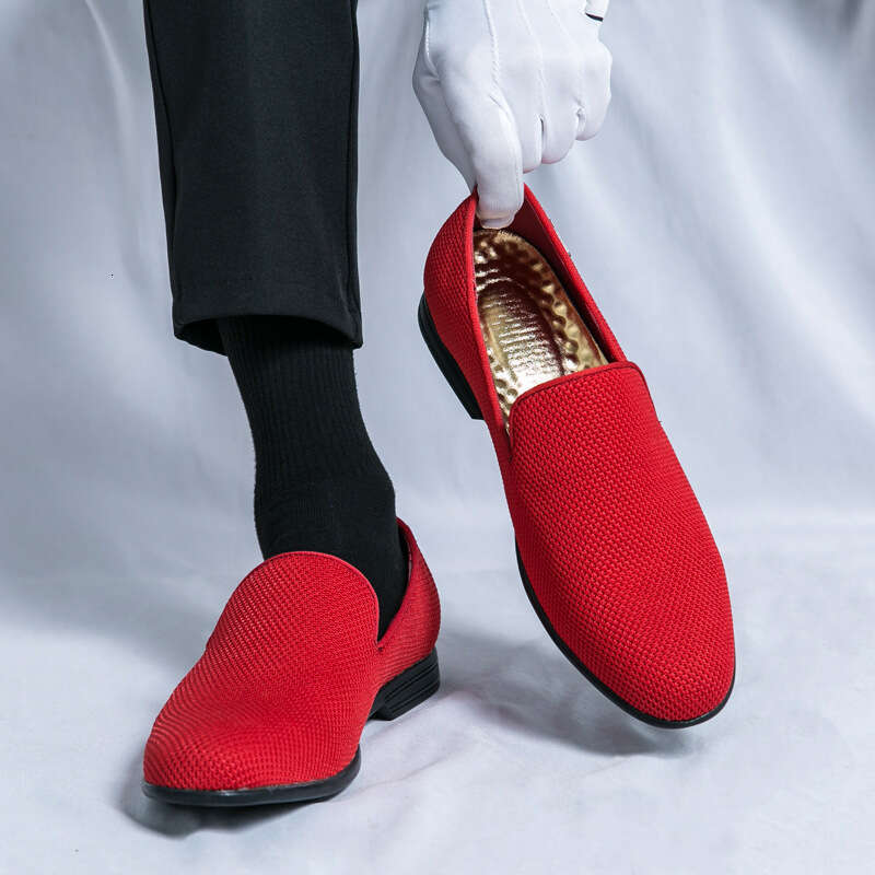 Large size simple breathable 2024 Spring and Autumn new men's business casual set loafers